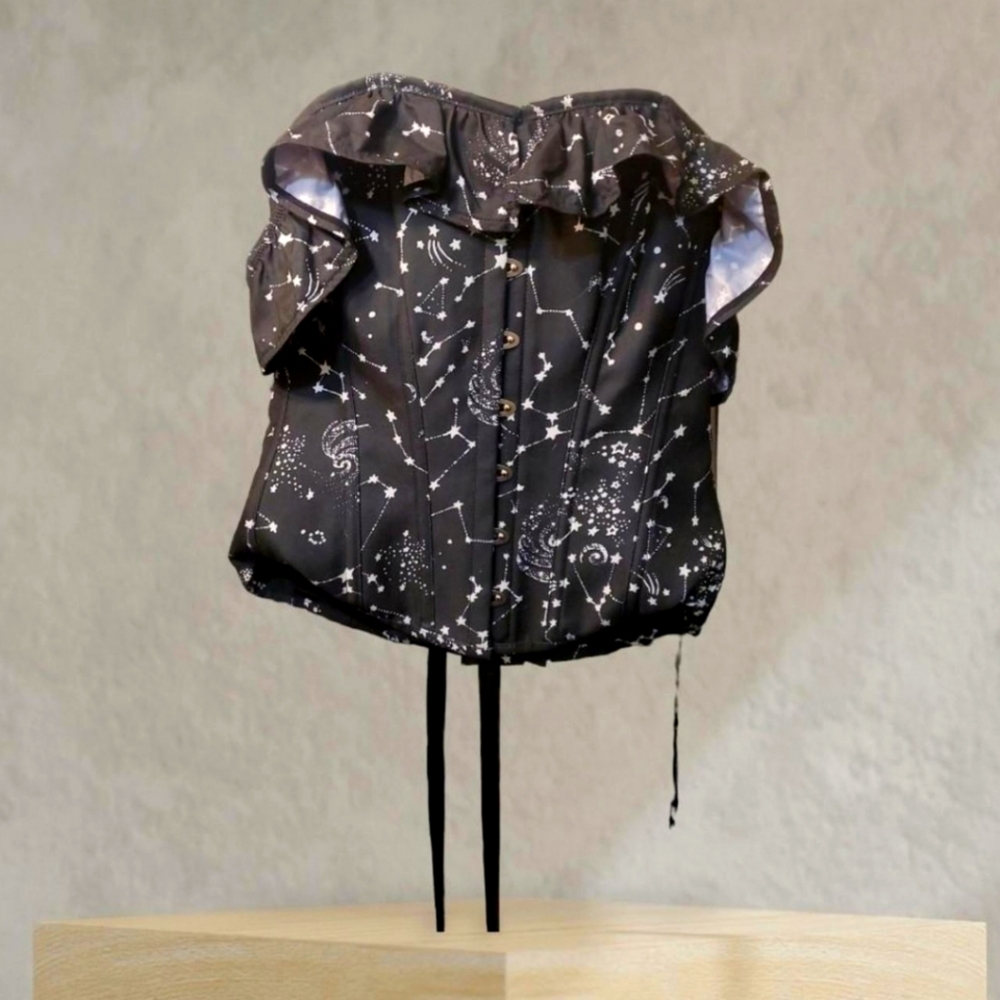 Corset Story Black&White Milky Way Galaxy Pattern Corset Size Women Size UK 14